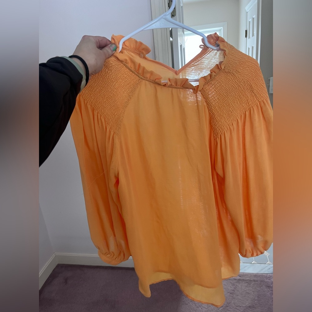 Women's Soft Orange Ruffled Blouse